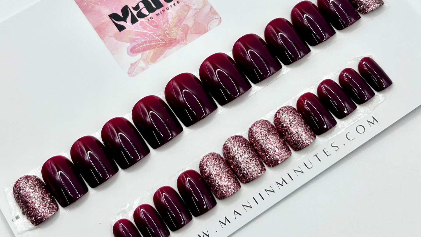 Wine and Shine Mani in Minutes Press on Nails