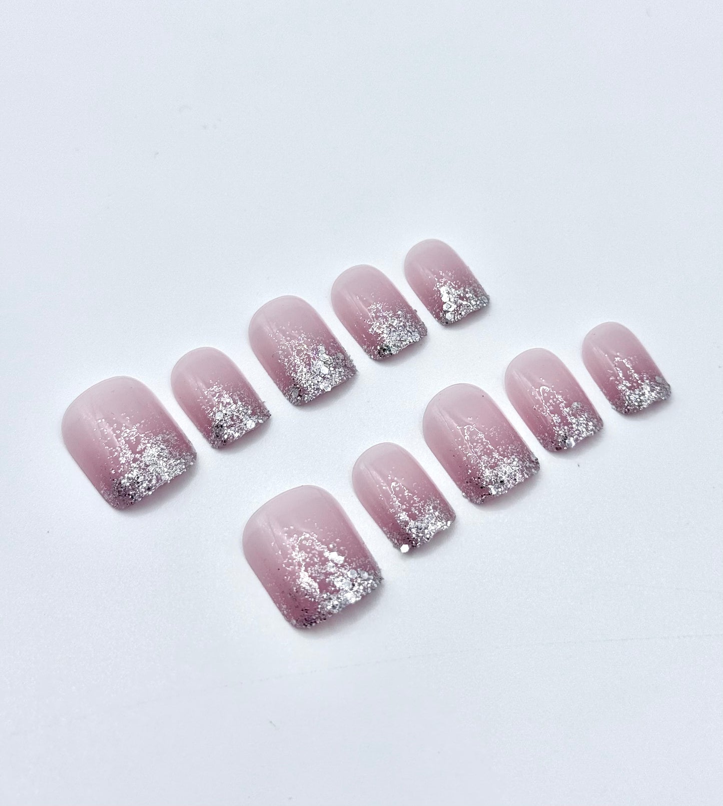 Classic Silver Sparkle press-on nails – glitter nail set by Mani in Minutes