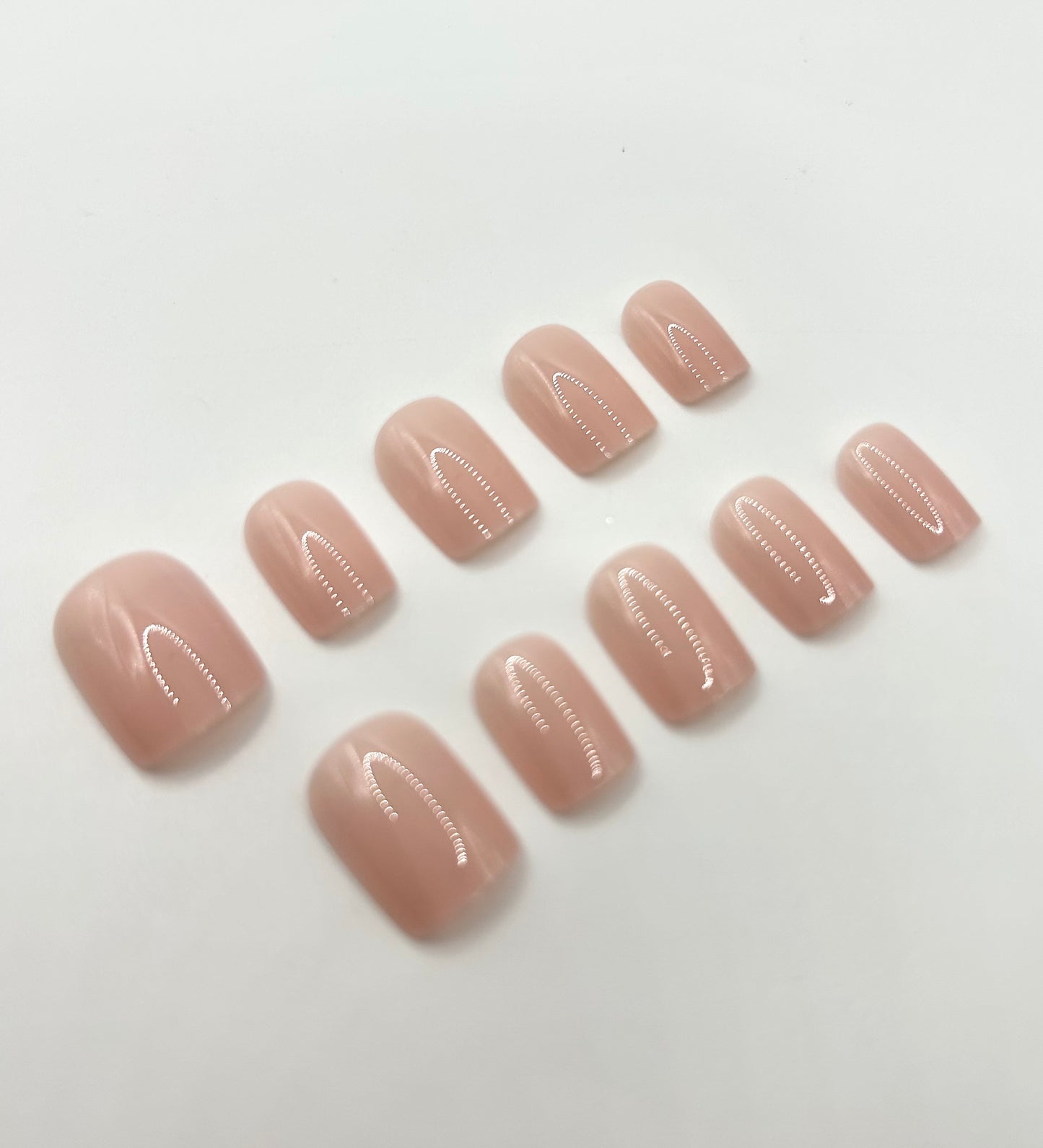 Bare Beauty press-on nails – short square neutral nail set by Mani in Minutes