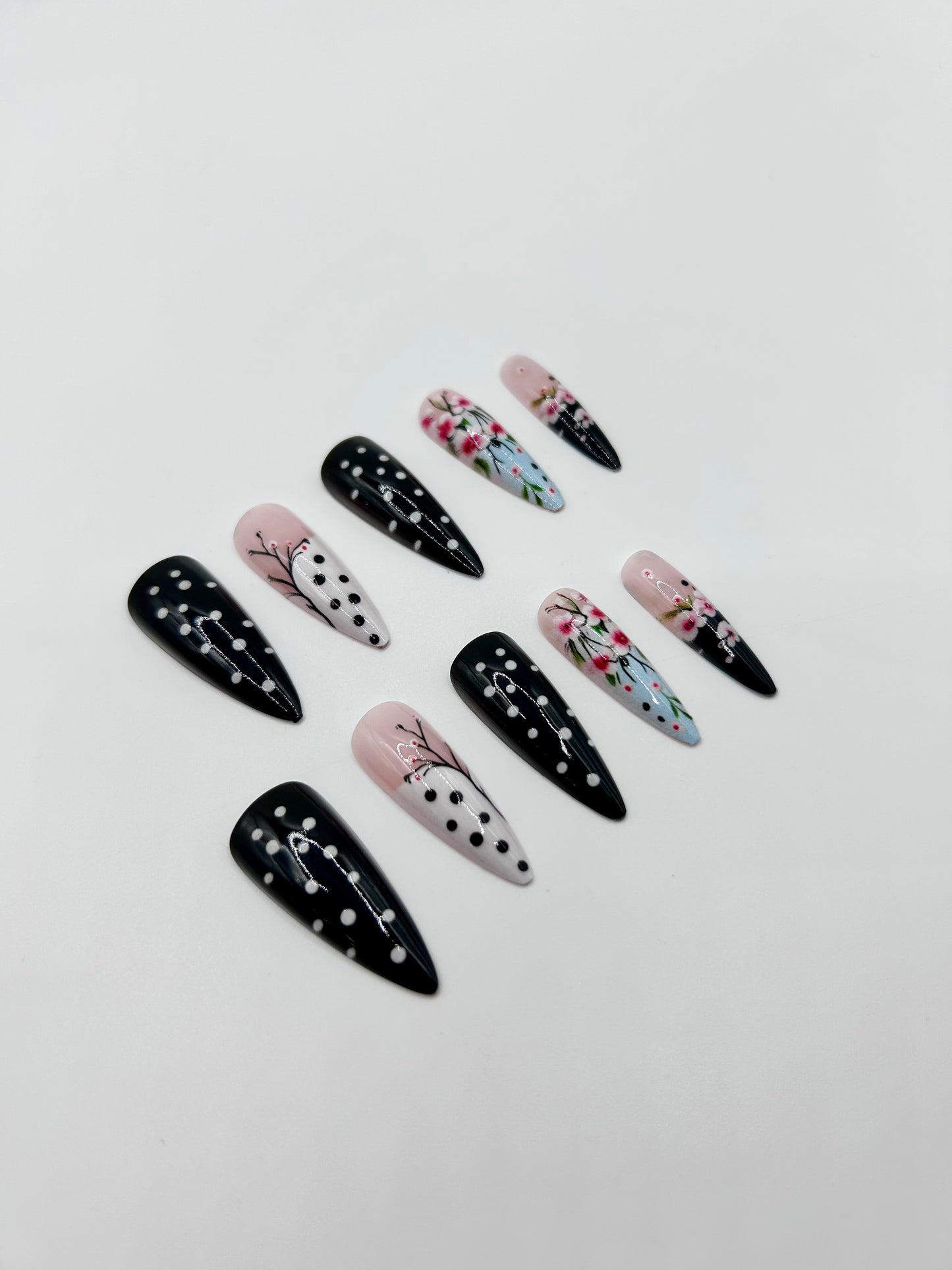 Polka Blossom Mani in Minutes Press on Nails