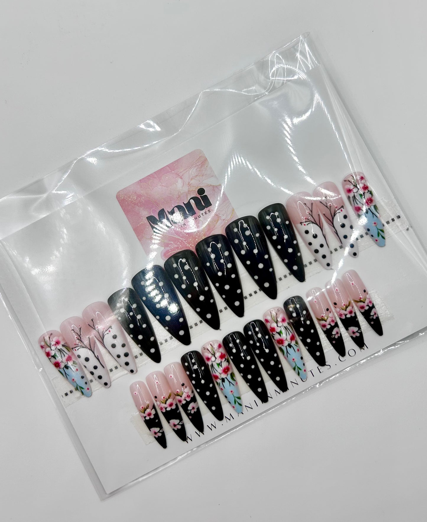 Polka Blossom Mani in Minutes Press on Nails