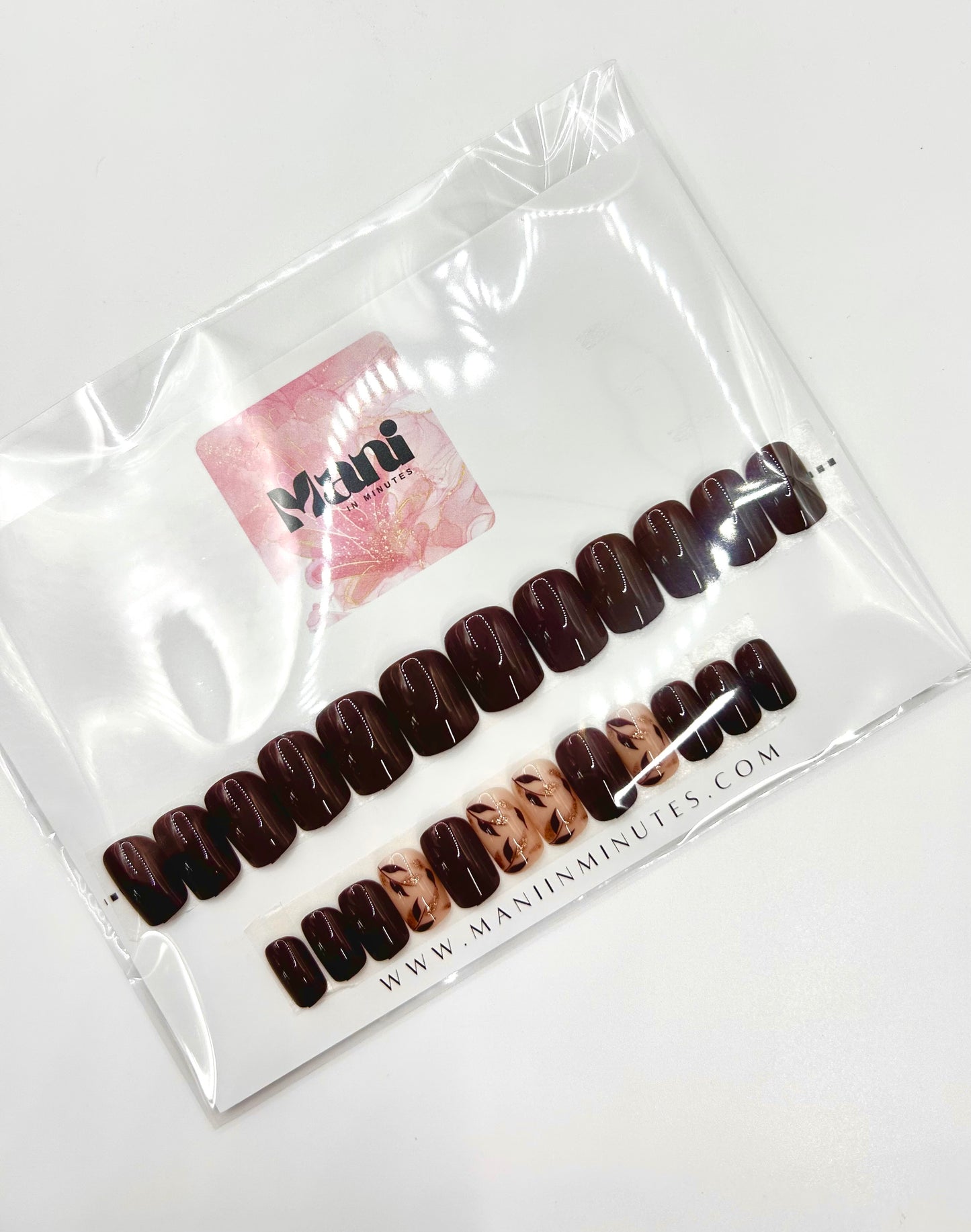Chocolate & Gold Mani in Minutes Press on Nails