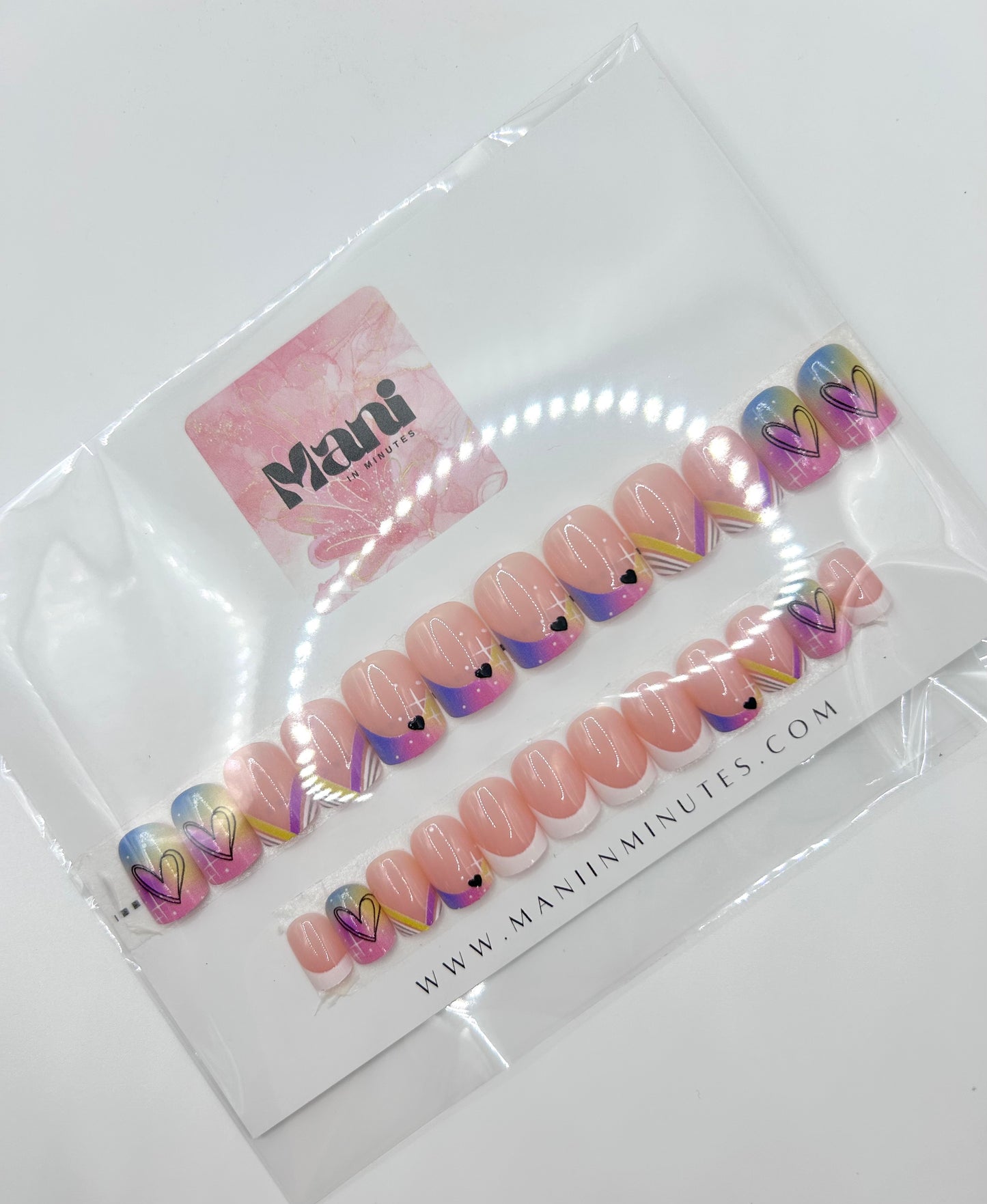 Candy Heart Ombre Mani in Minutes Press on Nails