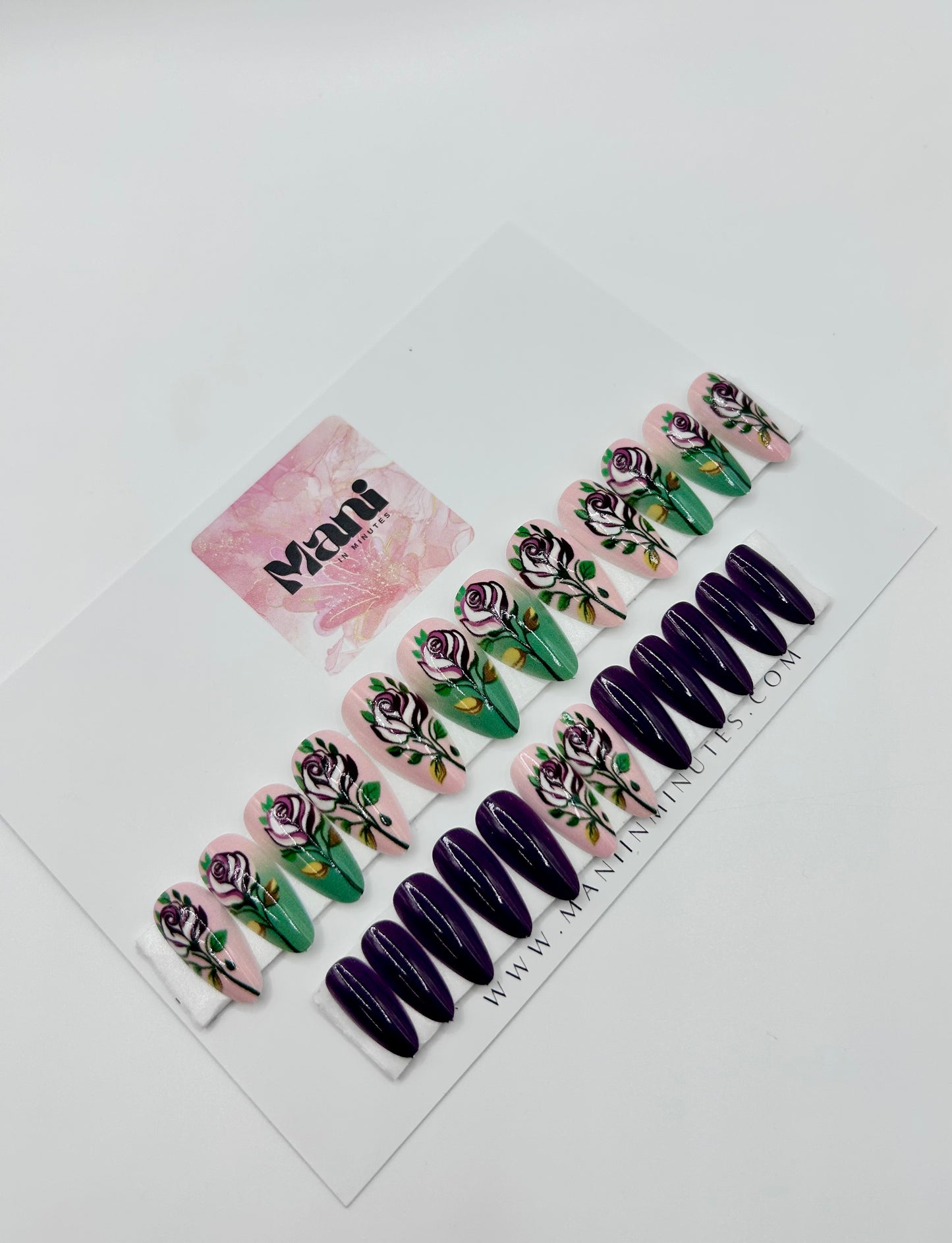 Modern Rose Garden Mani in Minutes Press on Nails