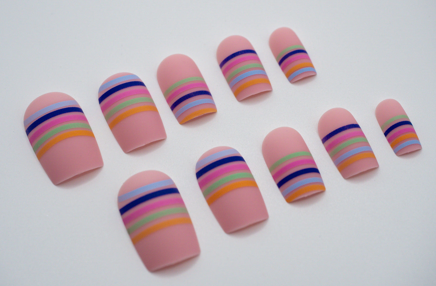 Rainbow Stripes Matte Mani in Minutes Press on Nails