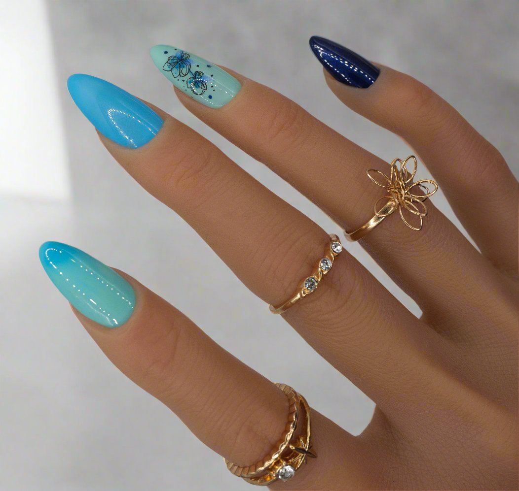 Aqua Bloom Handcrafted Mani in Minutes Press on Nails