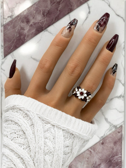 Floral Plum Fusion Mani in Minutes Press on Nails