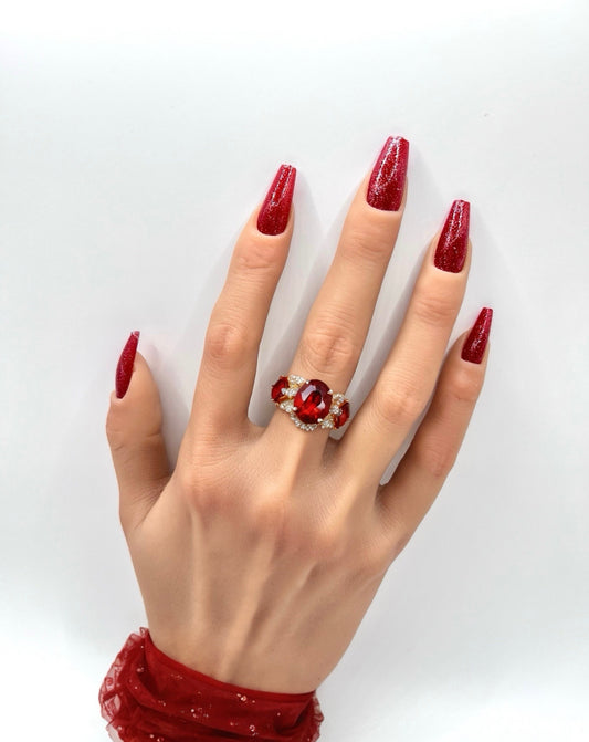 Scarlet Fizz Mani in Minutes Press on Nails