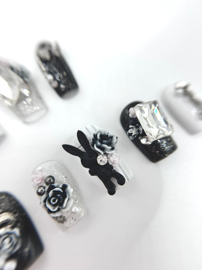 Dark Elegance Handcrafted Mani in Minutes Press on Nails