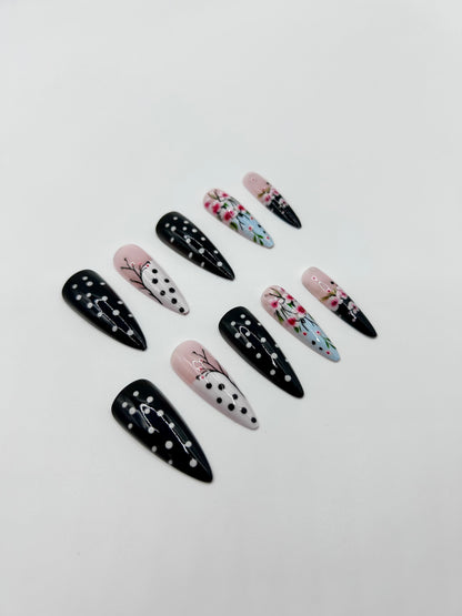 Polka Blossom Mani in Minutes Press on Nails