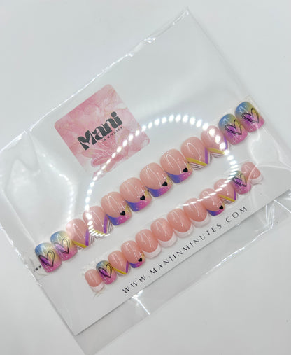 Candy Heart Ombre Mani in Minutes Press on Nails