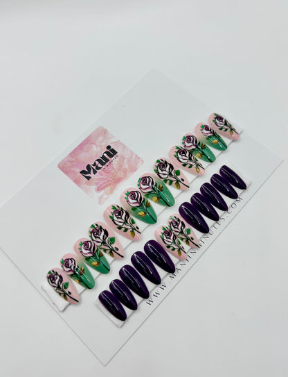 Modern Rose Garden Mani in Minutes Press on Nails
