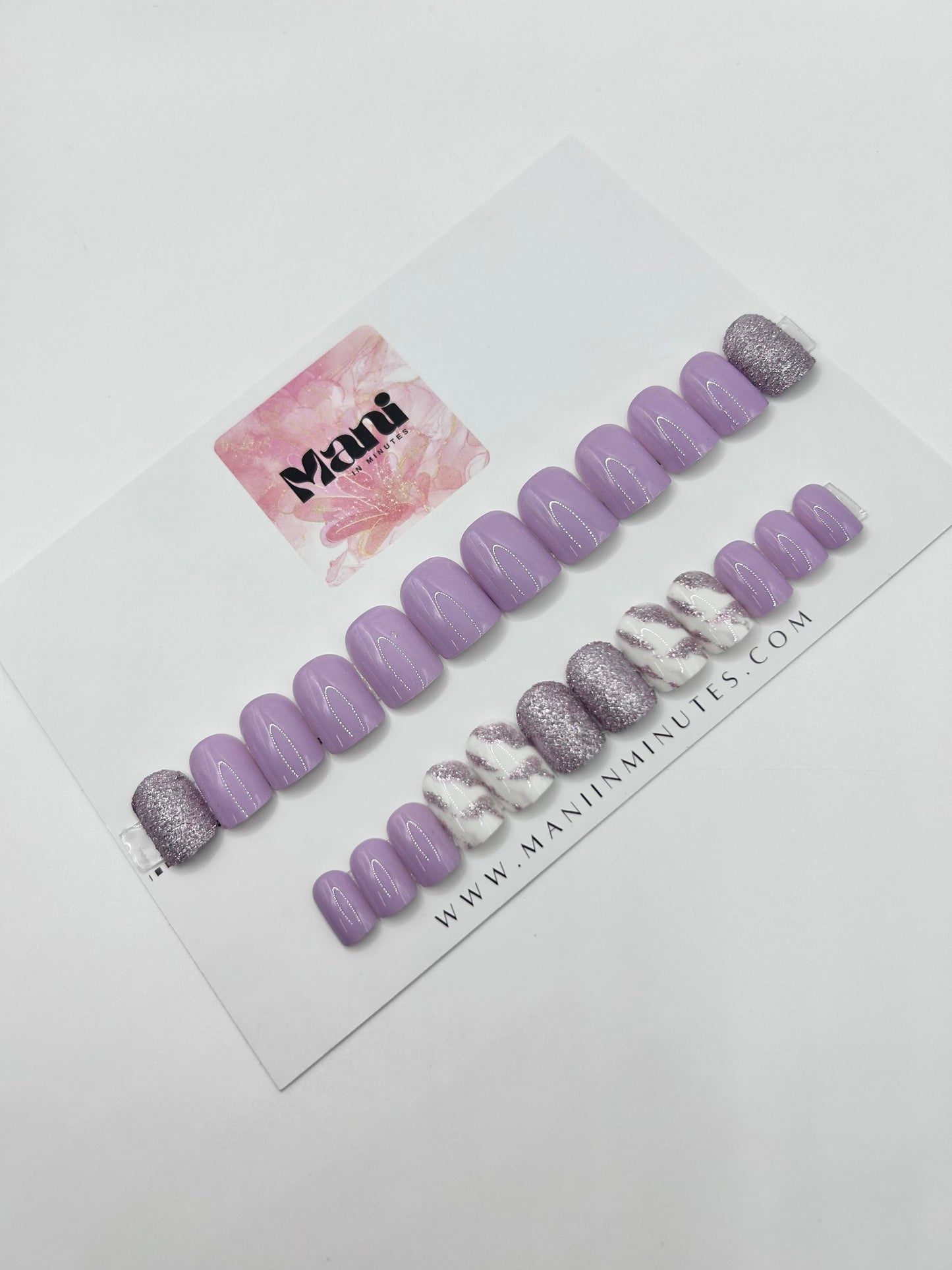 Lavender Marble Swirl Mani in Minutes Press on Nails