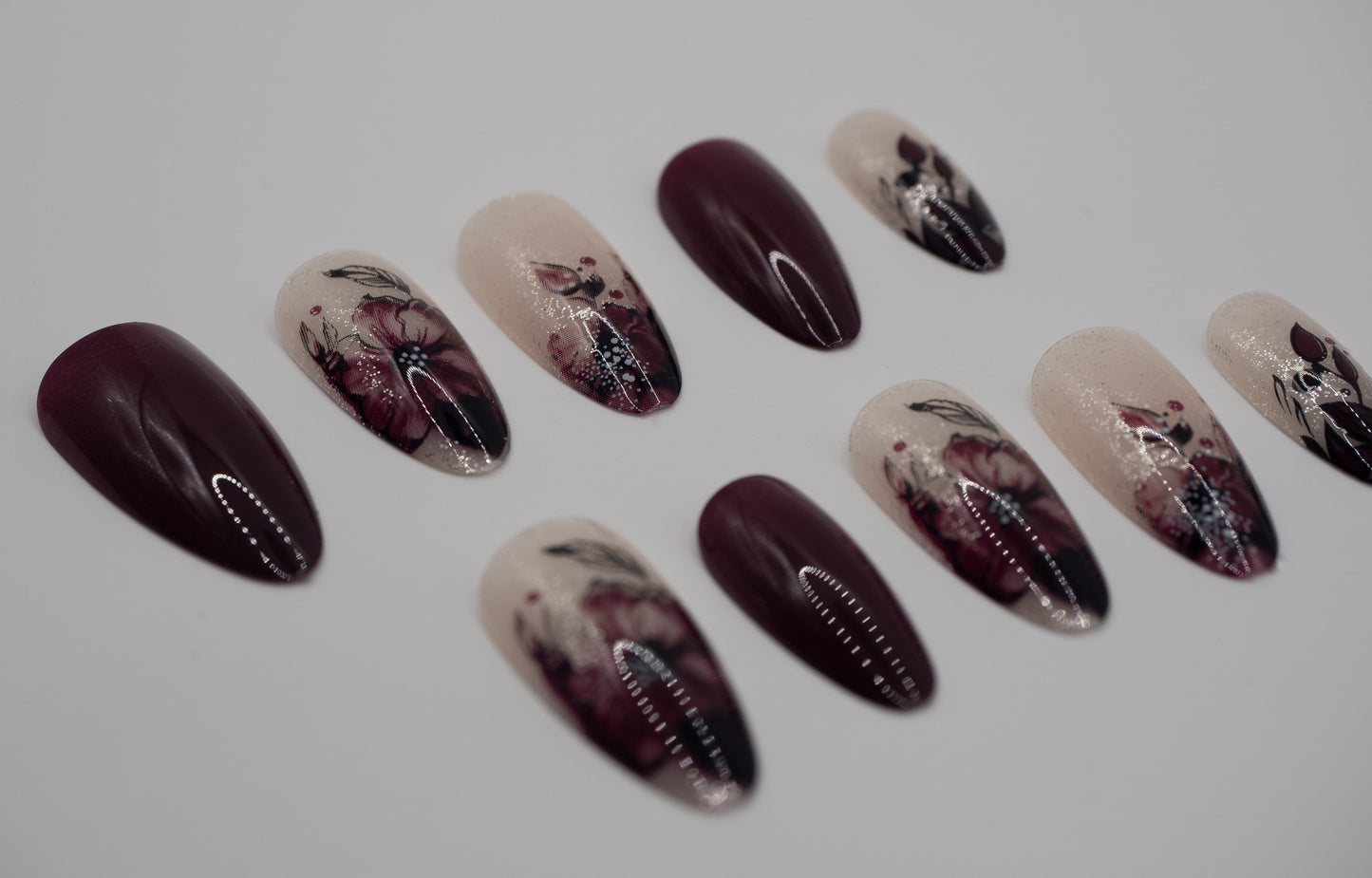 Floral Plum Fusion Mani in Minutes Press on Nails