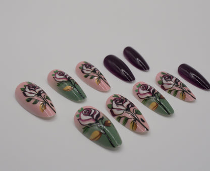 Modern Rose Garden Mani in Minutes Press on Nails